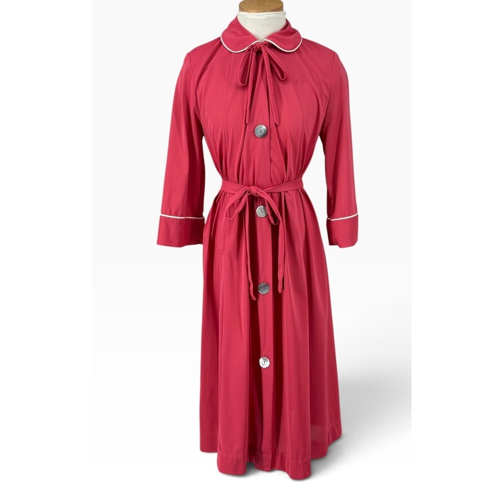 Vintage 60s Saybury Robe Womens 10 Button Front Tie Waist Peter Pan Collar